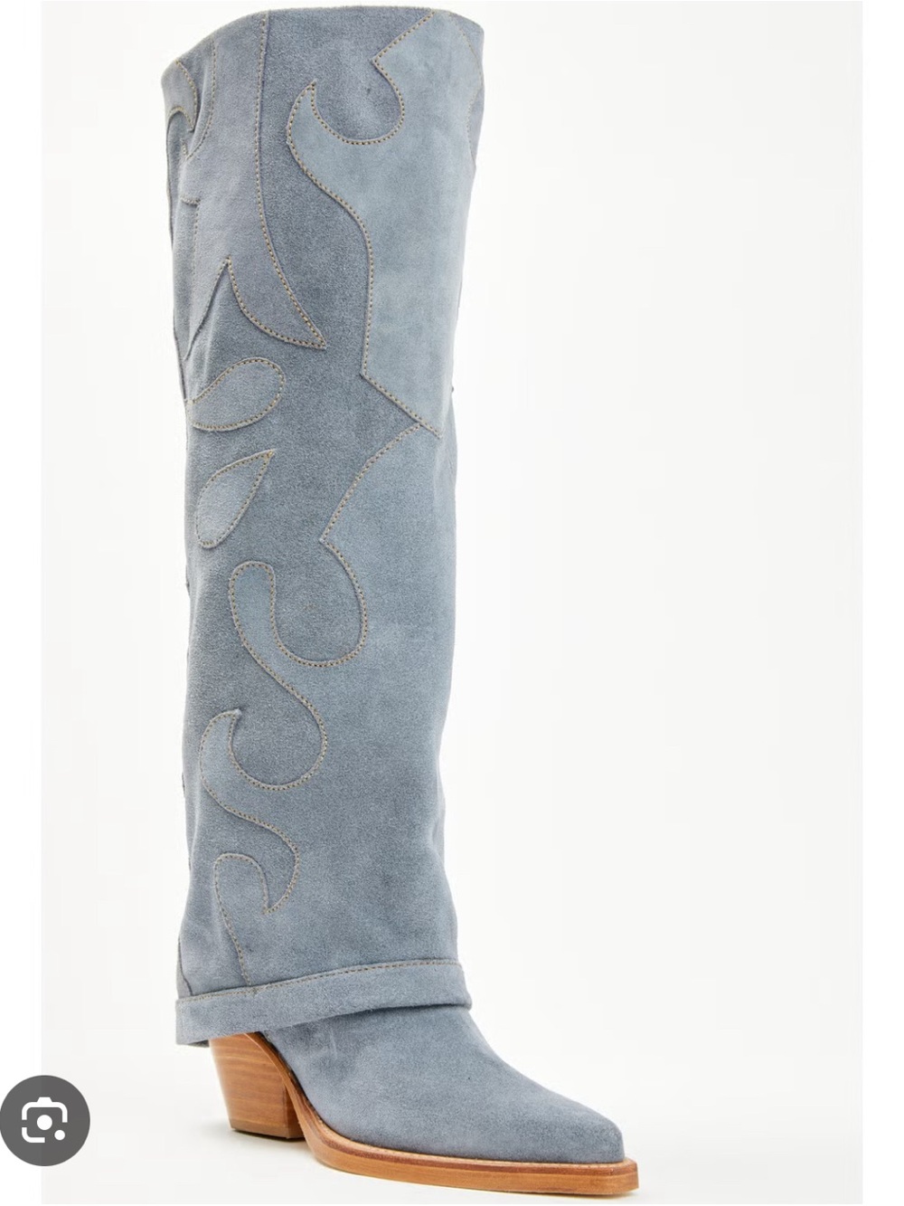 WONDERWEST ZENDAYA Blue Suede Knee-High Western Boots